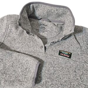 L.L. Bean Fleece Better Pullover 1/4 Button M Sweater EUC Kangaroo Pockets